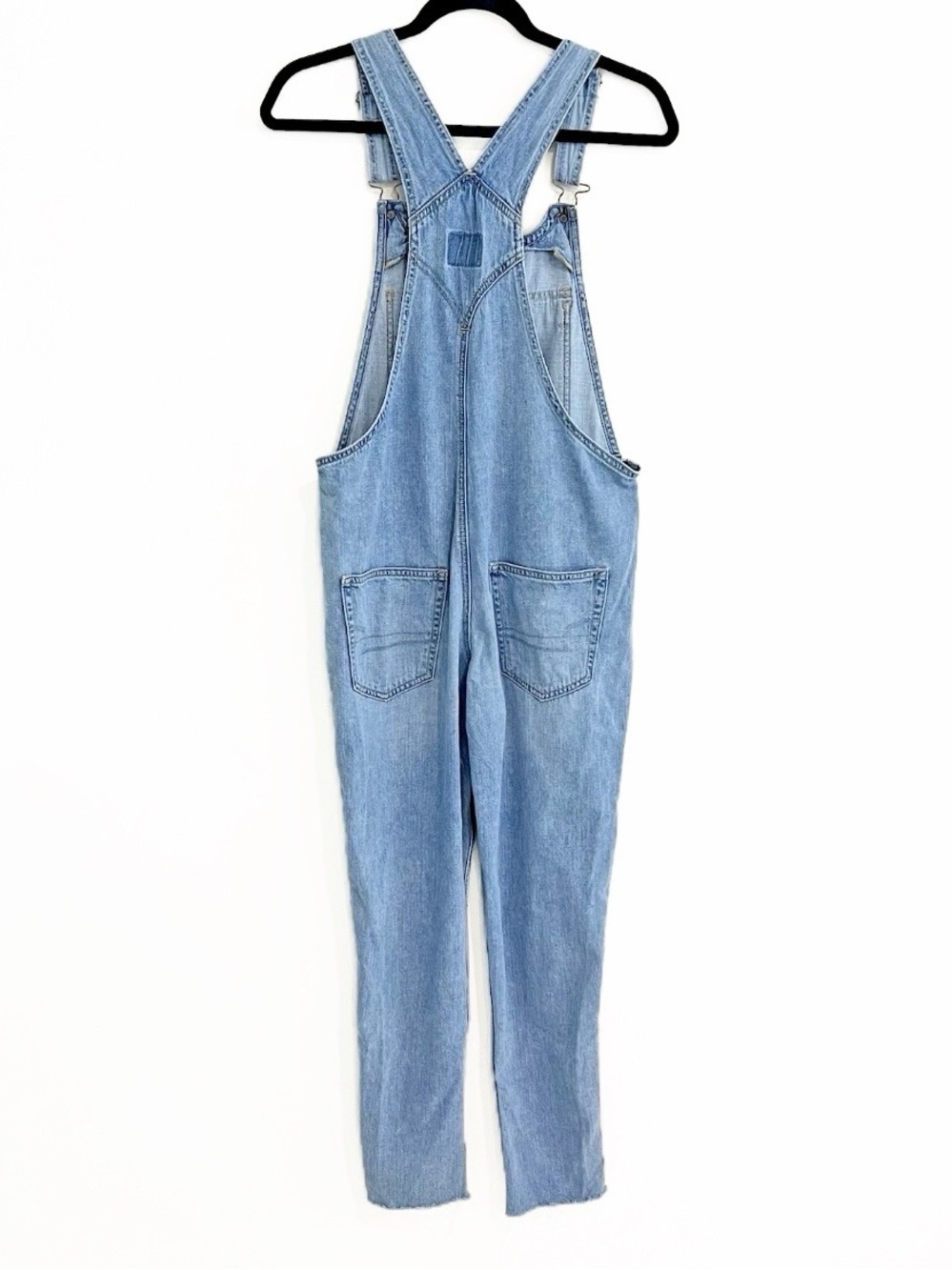 American Eagle 90s Boyfriend Denim Y2K Overalls Utility Raw Hem Size XS Classic - Picture 4 of 7